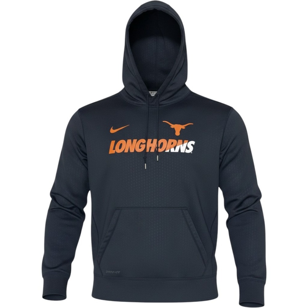 Nike Texas Longhorns Hoodie Mens Medium Black Therma-FIT UT Austin Sweatshirt